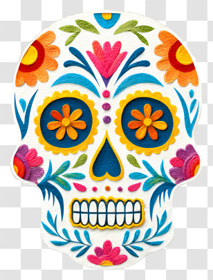 Day The Dead Sugar Skull - White Decorative Skull For Day Of The Dead Transparent PNG