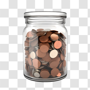 World Thrift Day - Glass Jar Filled With Coins For Savings Transparent PNG
