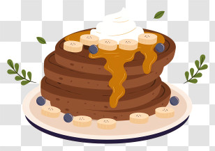 Pancakes - Chocolate Pancakes With Banana And Blueberry Transparent PNG