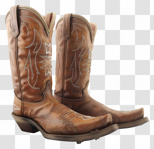 Cowgirl Boots - Brown Leather Cowboy Boots Transparent PNG
