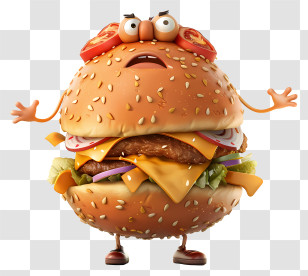 World Obesity Day - Animated Angry Burger Cartoon Character Transparent PNG