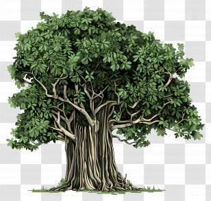 Banyan Tree - Lush Green Tree Illustration Transparent PNG