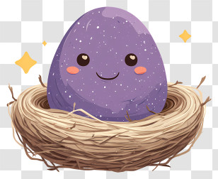 Cartoon Egg In Nest - Purple Smiling Egg In A Nest Transparent PNG