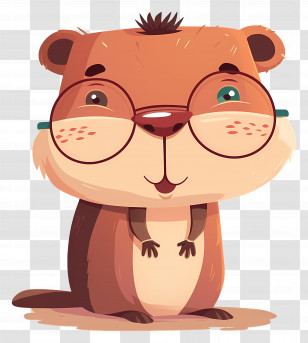 Cute Cartoon Beaver - Cute Cartoon Animal With Glasses Transparent PNG