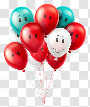 Smiley Face Balloons - Red And Green Balloons With Smiling Faces Transparent PNG