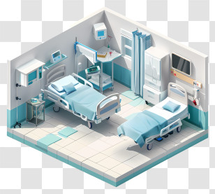 Hospital Room - Isometric Modern Hospital Room Illustration Transparent PNG