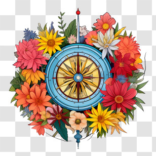 Compass - Compass With Floral Wreath Design Transparent PNG