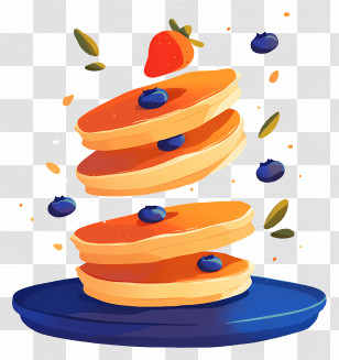 Pancake Day - Pancakes With Blueberries And Strawberries Transparent PNG