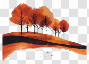Tree Landscape - Autumn Trees In A Vibrant Landscape Transparent PNG