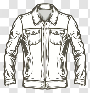 Cloth - Black And White Illustration Of Jacket Transparent PNG