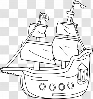 Ship Black And White Clip Art - Boat Transparent PNG
