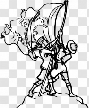 Raising The Flag On Iwo Jima Scouting Clip Art - Black And White - Baden Powell Vector Transparent PNG