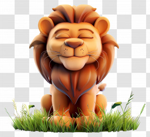 Lion Cartoon - Cute Cartoon Lion In Grass Transparent PNG