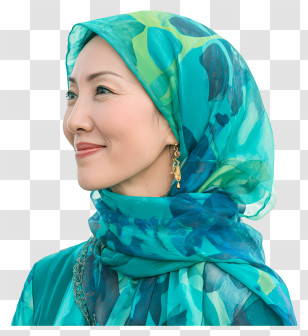 Asian Woman - Elegant Turquoise Hijab Portrait Transparent PNG