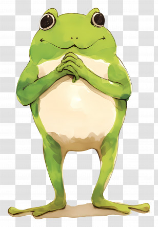 Watercolor Frog - Cartoon Frog Standing With Hands Clasped Transparent PNG