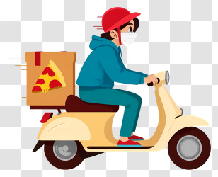 Food Delivery Service - Speedy Pizza Delivery On Scooter Transparent PNG