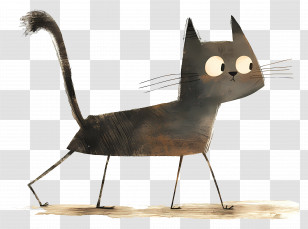 Cat Walking - Cartoon Black Cat Walking Illustration Transparent PNG