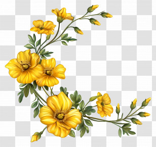 Yellow Flowers - Beautiful Yellow Flowers Illustration Transparent PNG