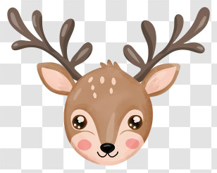 Deer - Cute Deer Cartoon Illustration With Antlers Transparent PNG