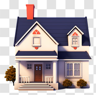 3d Rendering - Charming White House With Chimney Transparent PNG