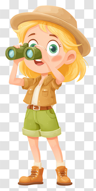 Explorer Girl Looking Through Binoculars - Explorer Girl With Binoculars Transparent PNG