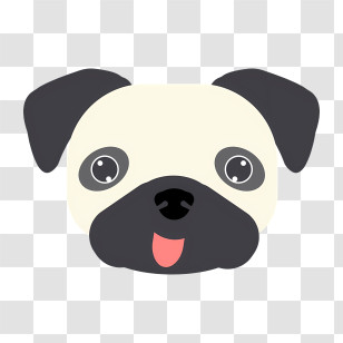 Cartoon Pug - Cute Pug Dog Face Transparent PNG
