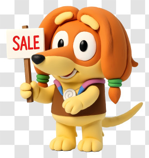 Dog Holding Sale Sign - Dog Cartoon Character With Sale Sign Transparent PNG