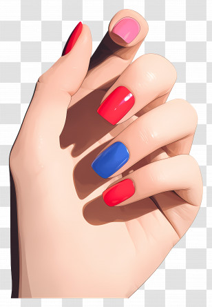 Nail Polish - Perfectly Manicured Hand With Colorful Nail Art Transparent PNG