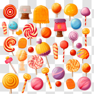 National Candy Day - Colorful Assorted Lollipops And Candies Transparent PNG