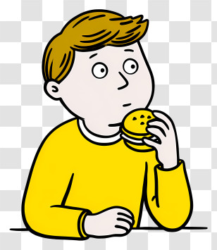 Cartoon Boy Eating Food - Boy Eating Burger Cartoon Illustration Transparent PNG