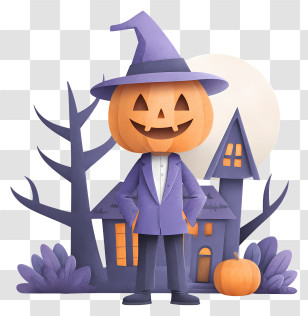 Pumpkin Halloween Backdrop - Pumpkin Head Halloween Character Transparent PNG
