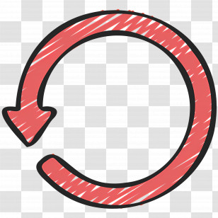Circle Arrow - Red Circular Arrow In Hand-Drawn Style Transparent PNG
