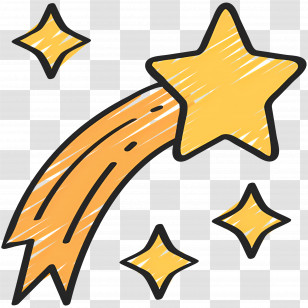 Shooting Star - Yellow Shooting Star With Sparkles Transparent PNG