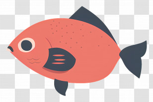 Fish - Cartoon Red Fish With Black Fins Transparent PNG