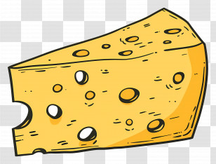 Yellow Cheese Wedge With Holes - Cartoon Cheese Wedge With Holes Transparent PNG