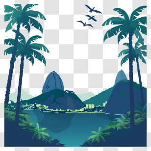 Rio De Janeiro - Tropical Landscape With Palm Trees And Mountains Transparent PNG