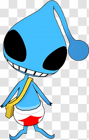 Cosmi - Blue Alien Cartoon With Bag Transparent PNG
