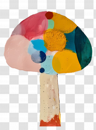 Oil Painting - Colorful Abstract Mushroom Art Transparent PNG