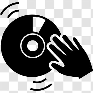 Cd - DJ Hand On Black Disc Icon Transparent PNG