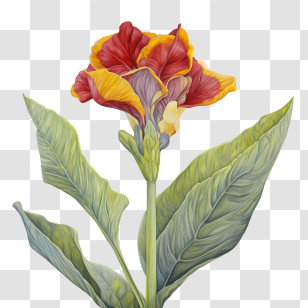 Canna Indica - Yellow And Red Canna Flower Illustration Transparent PNG