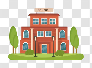 School Building - Cartoon School Building Transparent PNG