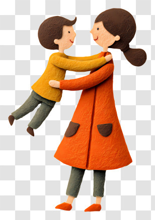 Woman Backing Her Child - Mother Embracing Child Transparent PNG