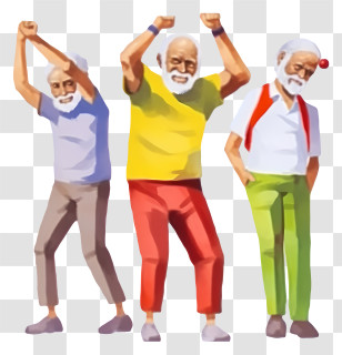 Elderly Exercises - Joyful Dancing Elderly Men Transparent PNG