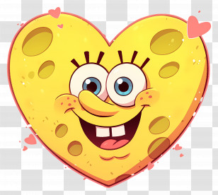 Spongebob Heart - Cheerful Cheese Heart Cartoon Character Transparent PNG