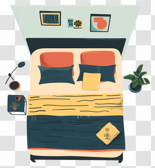 Bed Top View - Cozy Bed In Bedroom Transparent PNG