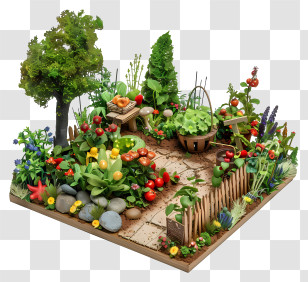 Garden - Beautiful Garden With Vegetables And Flowers Transparent PNG