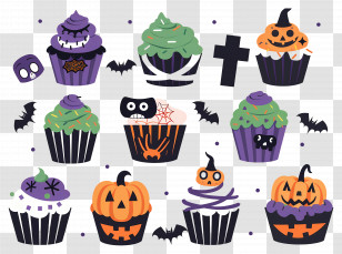 Halloween Cupcakes - Creative Halloween-Themed Cupcakes With Spooky Decorations Transparent PNG