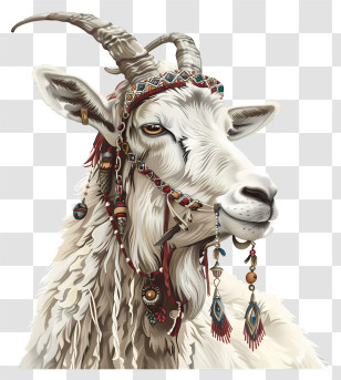 Goat - Decorated Goat With Tribal Accessories Transparent PNG