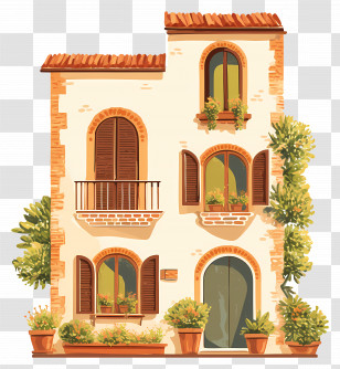 Italian House - Small Cute Doodle House Transparent PNG