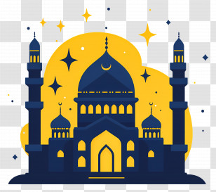 Masjid - Illustrated Blue Mosque For Eid Celebrations Transparent PNG